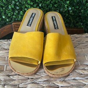 Karl Lagerfeld Yellow Mules with Gold Accents